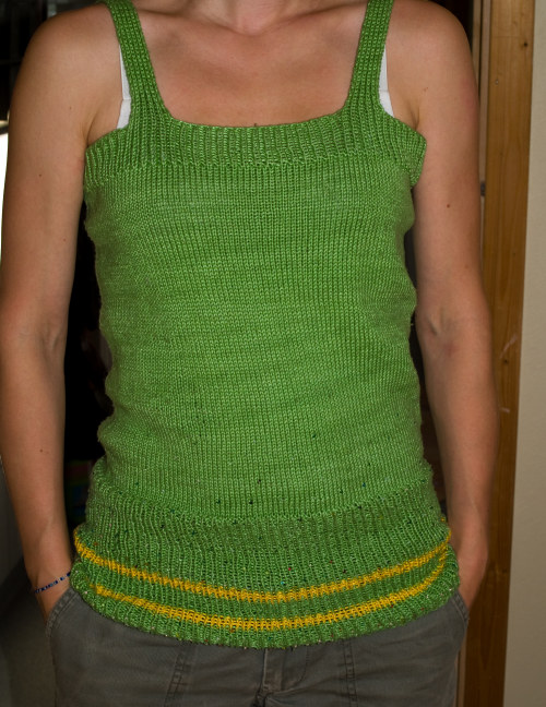 Green top hand knitted